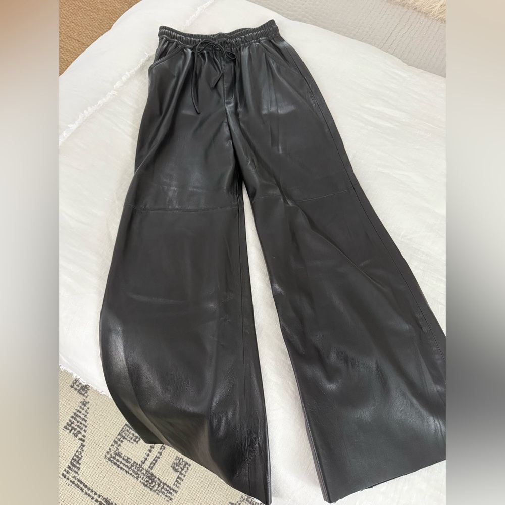 Good American Black Faux Leather Pants